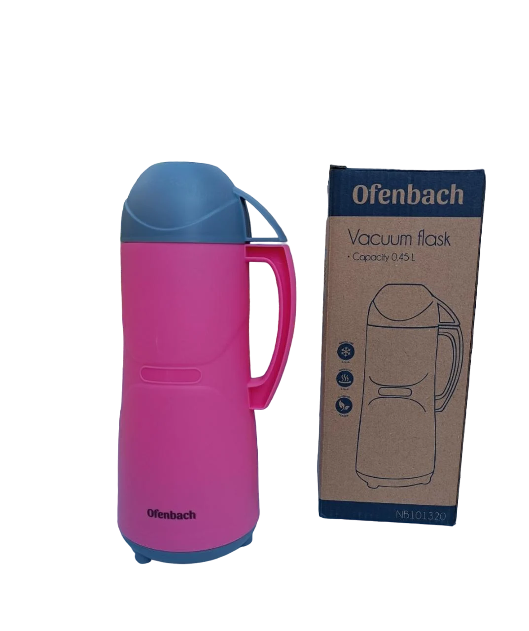 Термос Ofenbach NB-101320 скляна колба 450 мл Рожевий (21083859)
