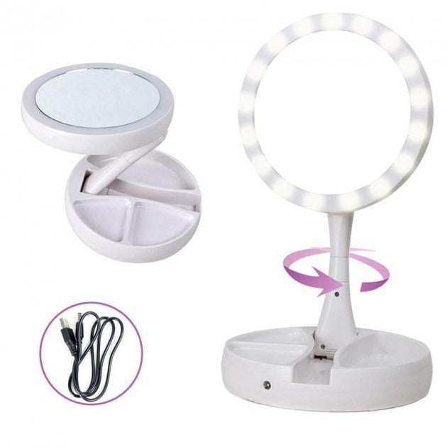 Зеркало для макияжа My Fold Away Mirror складное с Led подсветкой - фото 2