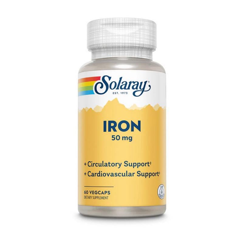 Залізо хелат на трав'яній основі Solaray Iron 50 mg 60 вег. капс.