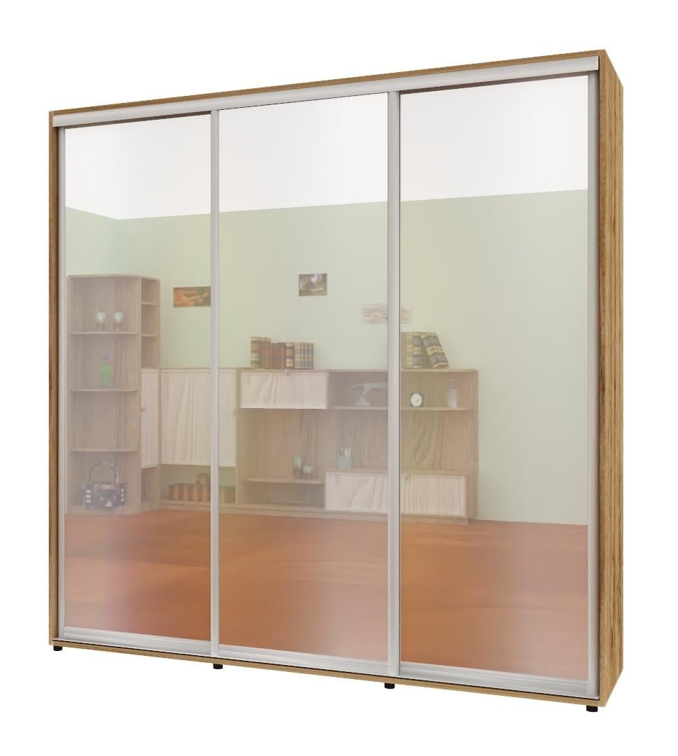Шкаф-купе трехдверный Комфорт Мебель Зеркало Стандарт 230х60х240 см Дуб золотой