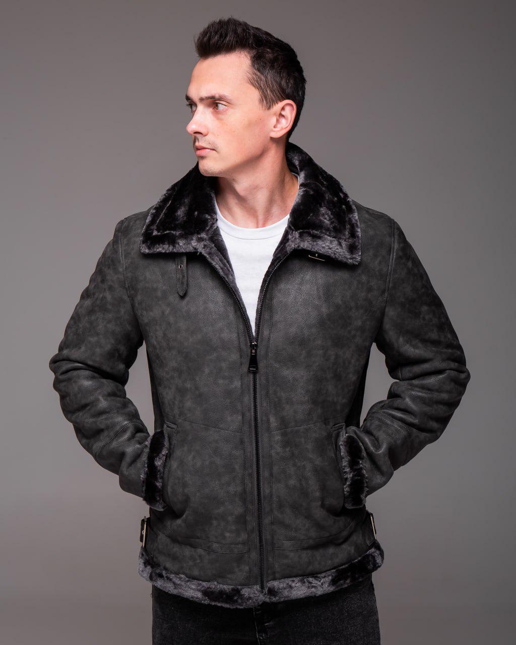 Дублянка чоловіча зимова на хутрі S Сірий (2426) Дублянка чоловіча зимова на хутрі S Сірий (2426)