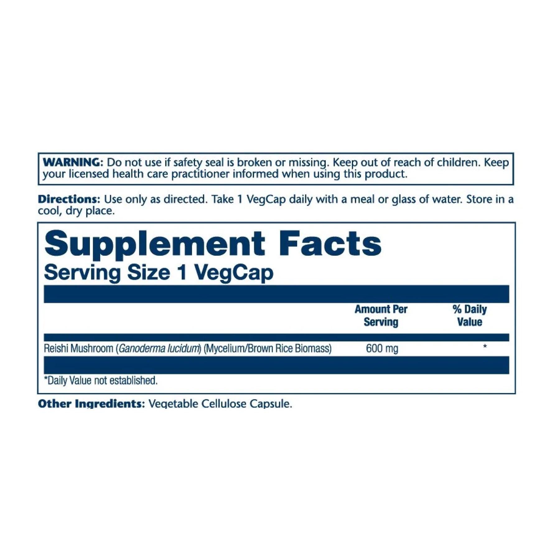 Натуральная добавка Reishi Mushroom 600 mg 100 ct (2023-10-2128) - фото 2