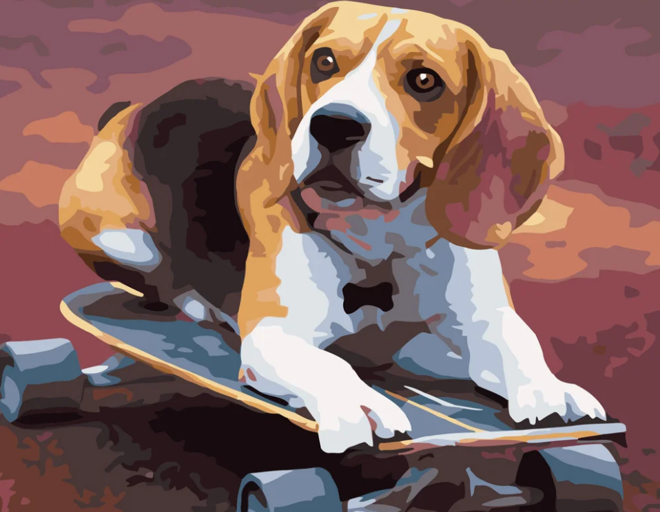 Картина по номерам Strateg Бигль на скейте 40x50 см (GS519)