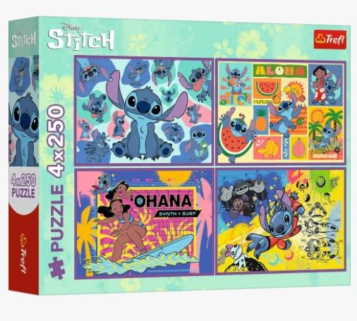 Пазли Trefl Дивовижний Стіч Ліло і стич 13311 4х250 елементів у коробці (5900511133110)