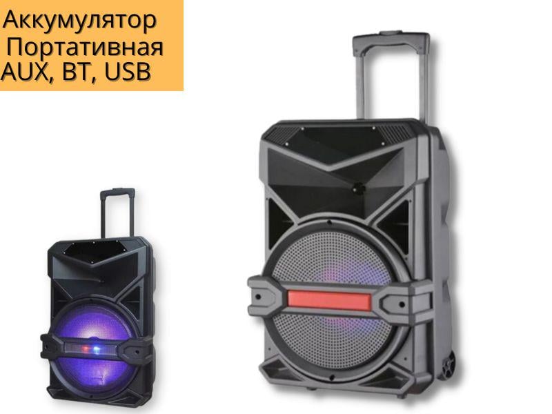 Акустична система акумуляторна XPRO UF-1716 80 Вт USB/SD/FM радіо/Bluetooth/мікрофон/ДК Чорний (UF-1716) - фото 2