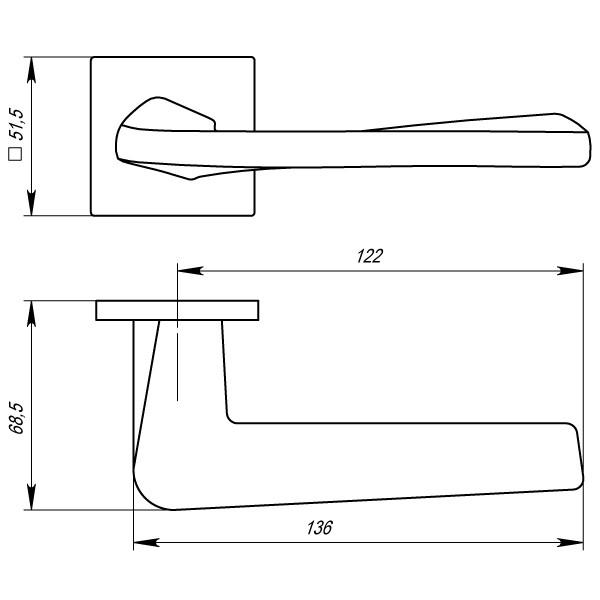 Ручка роздільна ARMADILLO K.USS52.TORSO TORSO USS SN-3 матовий нікель (39199) - фото 2