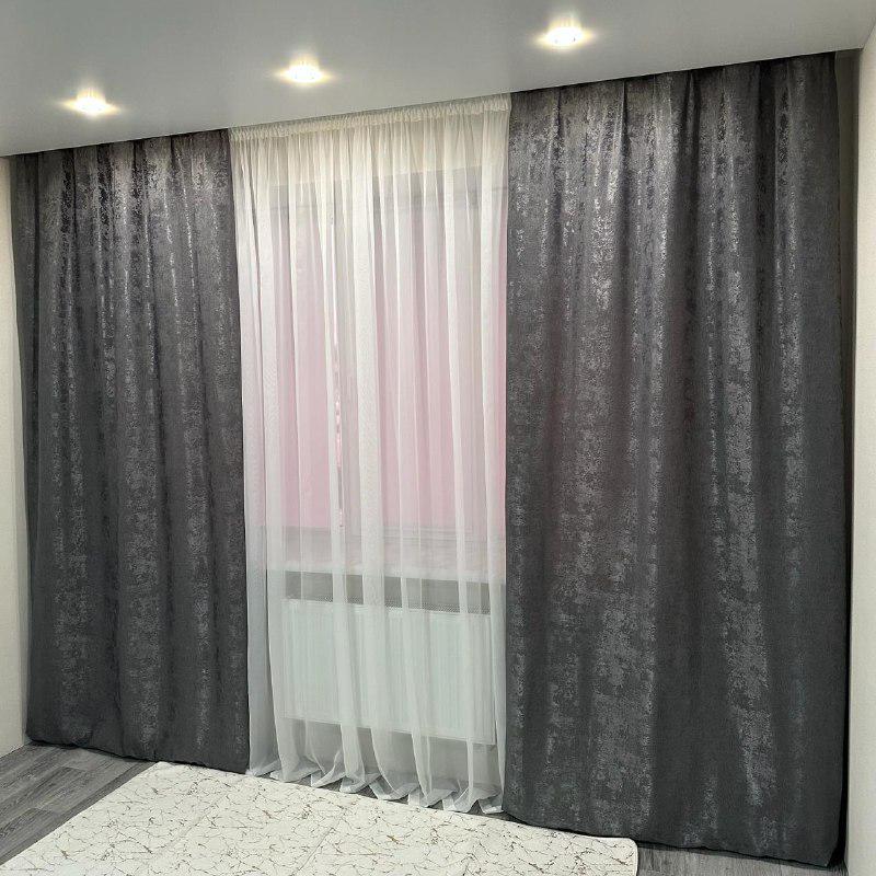 Шторы жаккардовые с мраморным узором среднее затемнение 1,5x2,7 м 2 шт. Графитовый (К1039-33) - фото 7