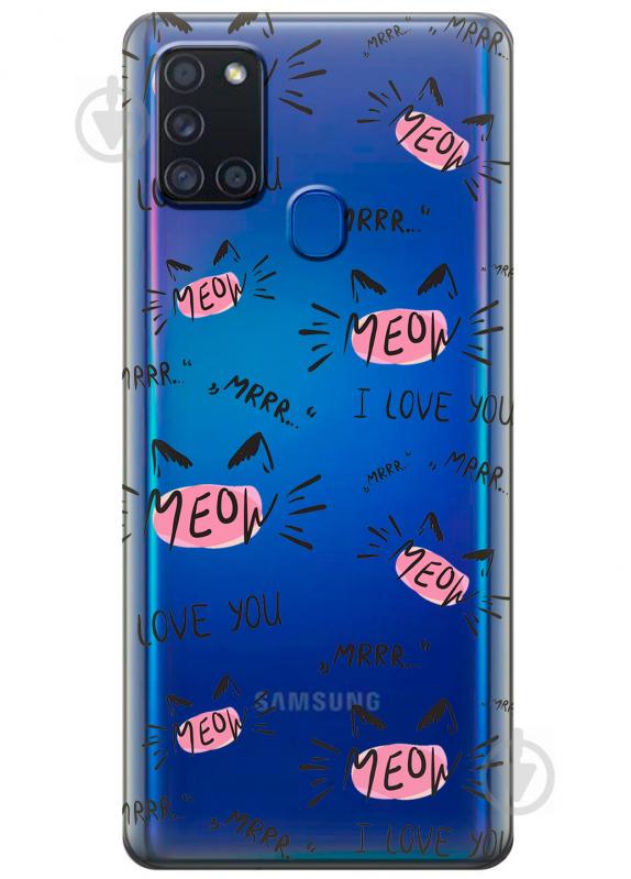 Силиконовый чехол iSwag для Samsung Galaxy A21s Кошачьи мордочки (KS2761)