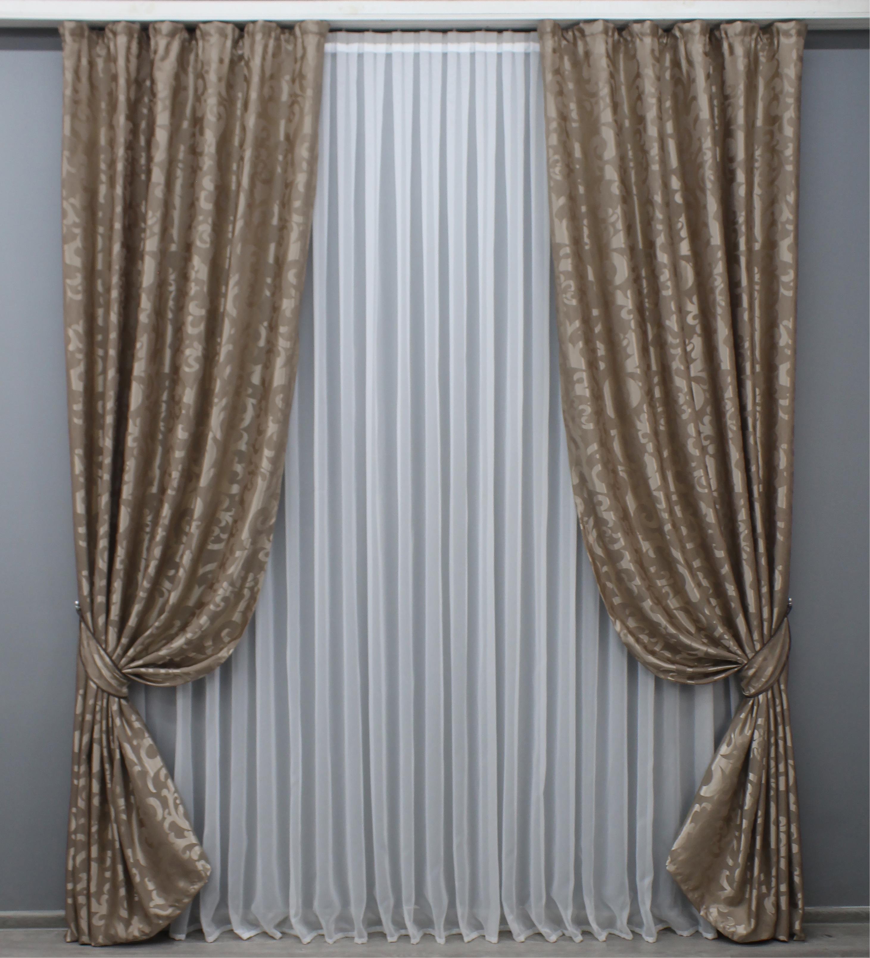 Комплект штор VR-Textil Вензель №600ш жаккард 100х270 см 2 шт. Какао (31-126)