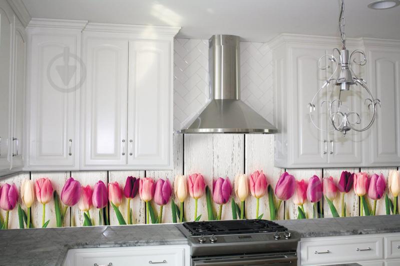 Кухонний фартух Zatarga Тюльпани 600х2500 мм Рожевий (Z180098/1)