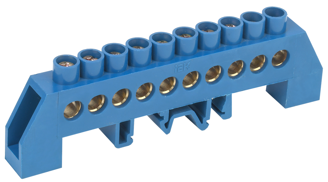 Шина нульова УЕК ШНІ-8х12-10-КС-С 10 отворів 8х12 мм мідь у корпусному ізоляторі універсальна (YNN10-812-10DP-K07)