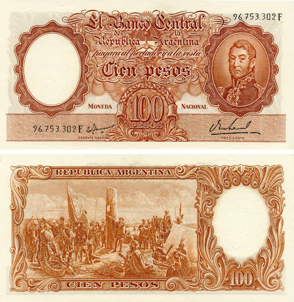 Коллекционная банкнота Аргентина 100 песо 1957-1962 UNC (P272a)