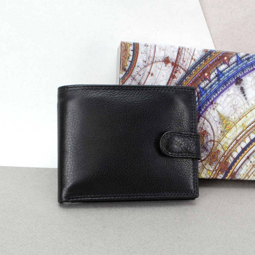 Кошелек мужской кожаный UP-846 с застежкой Черный (2425574358)