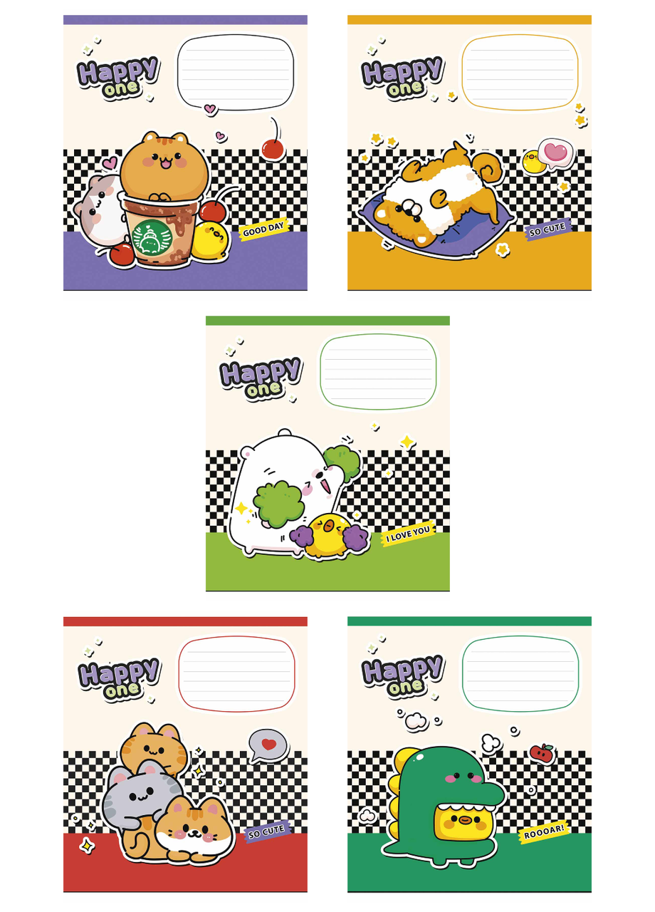 Тетради ученические Школьник Happy one в клетку 18 л. 5 шт. (3532 4820006472429)