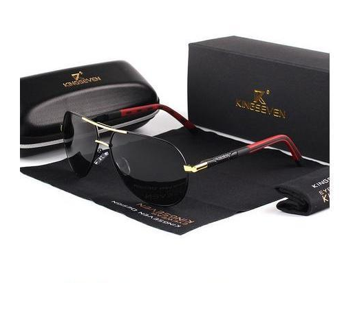 Солнцезащитные очки KINGSEVEN DESIGN Авиатор в классическтой оправе с поляризованными линзами Золотой/Черный (K725)