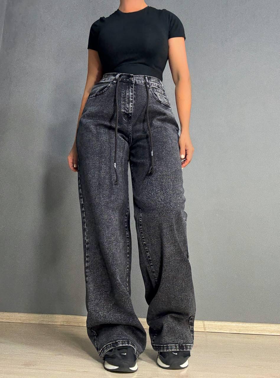 Джинси жіночі Vanver 82081 палаццо широкі талія на резинці зі шнурком р. З8 104 см 130 см Чорний - фото 7 Джинси жіночі Vanver 82081 палаццо широкі талія на резинці зі шнурком р. З8 104 см 130 см Чорний - фото 7