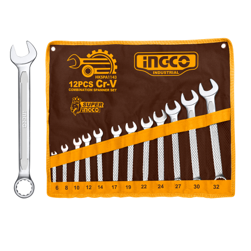 Комплект ключів гайкових комбінованих INGCO INDUSTRIAL 6-32 мм 12 од. у чохлі (000245533)