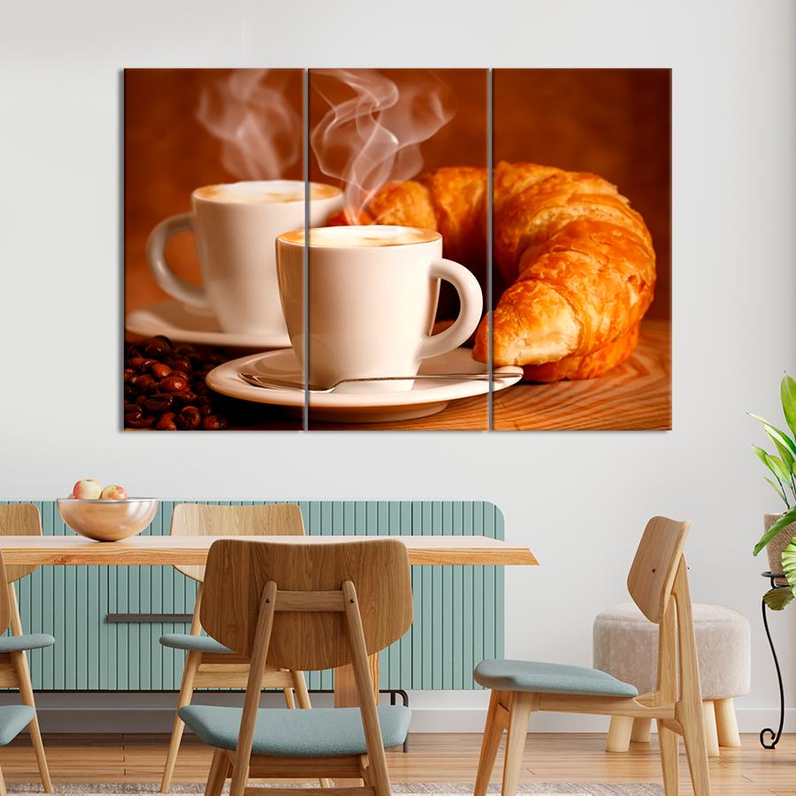 Настенний декор Натюрморт с кофе и круассанами 78x48 см (A335-3)