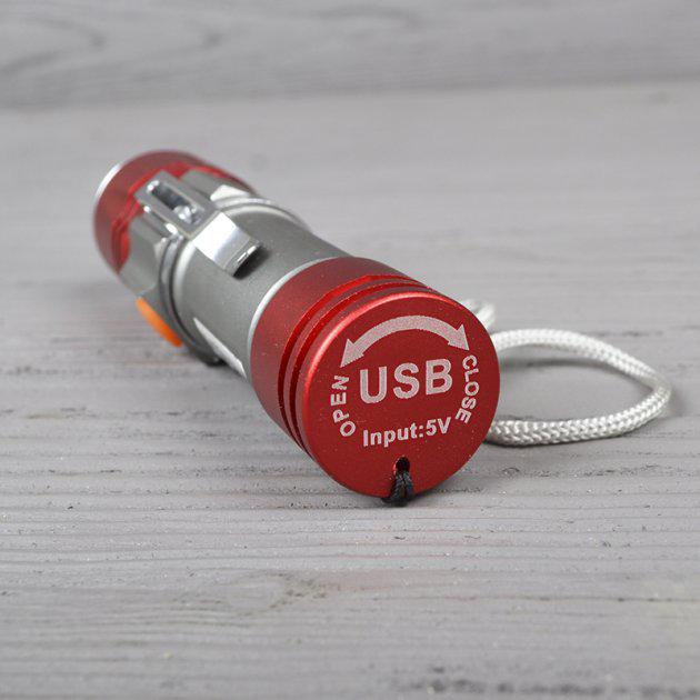 Ліхтарик ручний BL-517-XPE USB Сріблясто-червоний (5176113) - фото 5