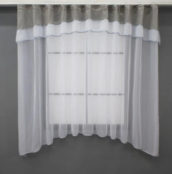 Гардина кухонная с аркой 280х170 см Белый/Серо-бежевый (036к) Гардина кухонная с аркой 280х170 см Белый/Серо-бежевый (036к)