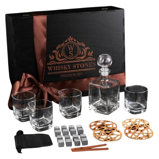 Подарочный набор для алкоголя камни для виски Whiskey Stones 16 шт. и графин Bohemia с хрустальными стаканами - фото 2