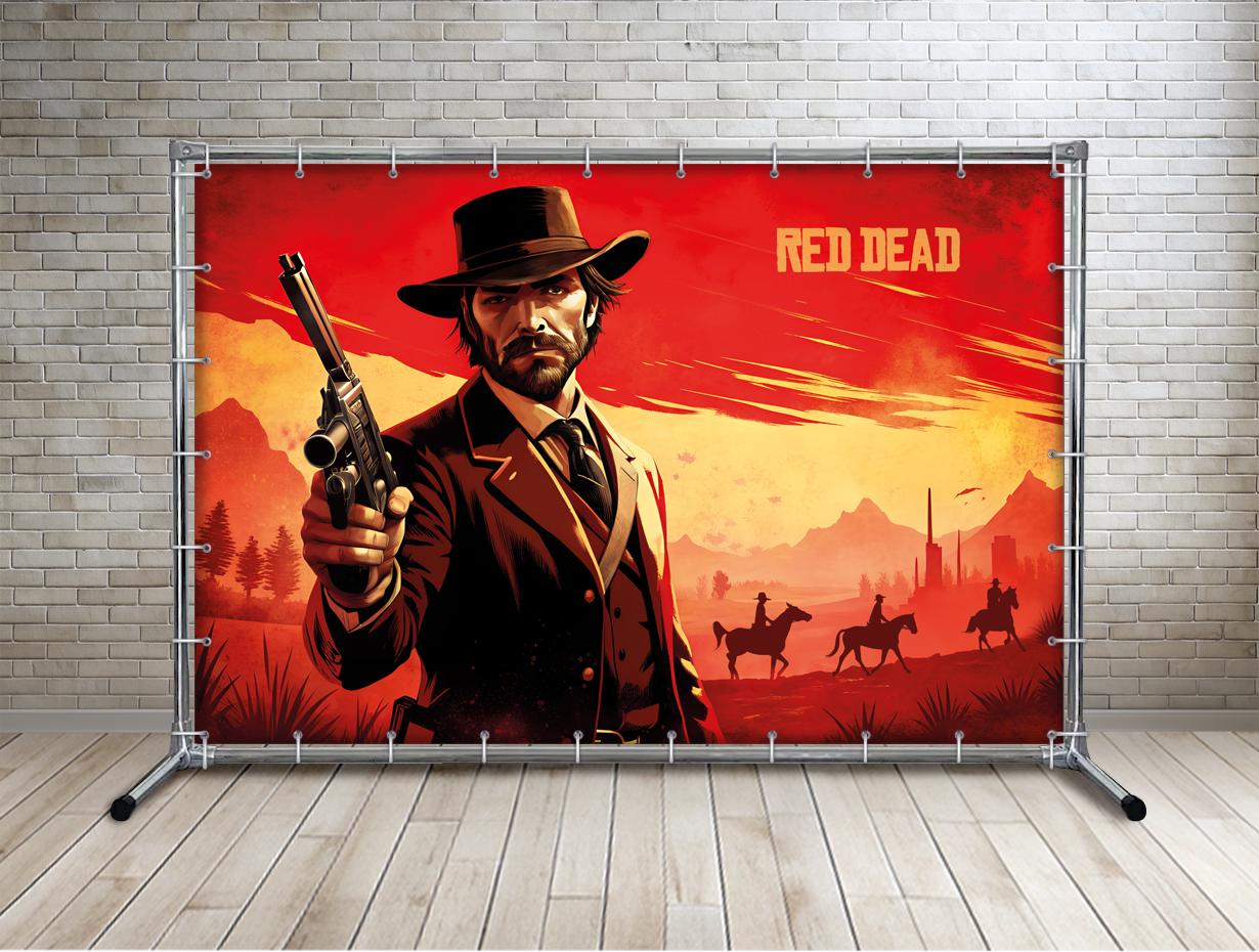 Баннер для фотозоны Игровые Герои 20 Red-Dead 2х3 м (0064) - фото 2