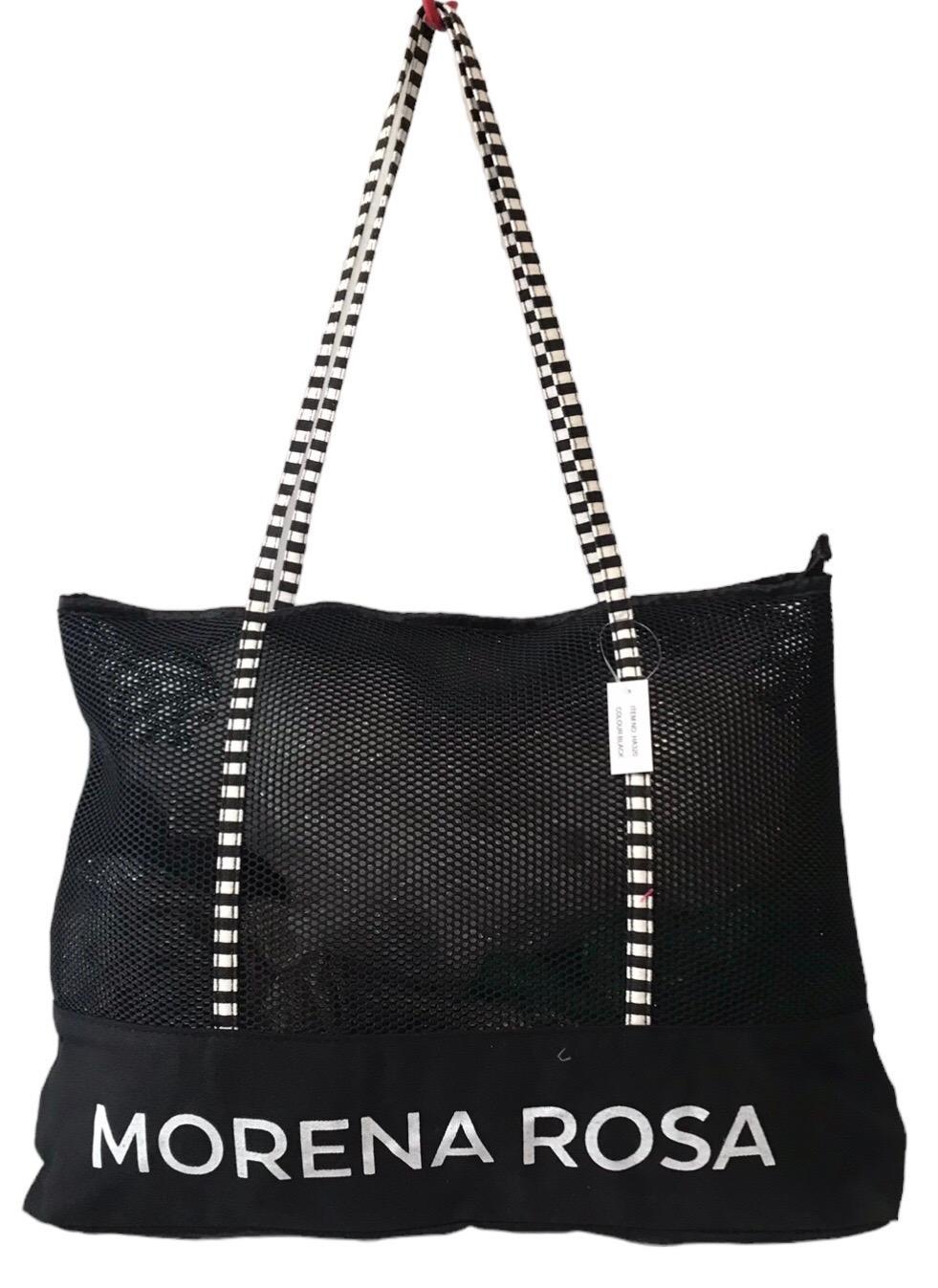 Сумка пляжная женская летняя из ткани и сетки на молнии Черный (HA320)