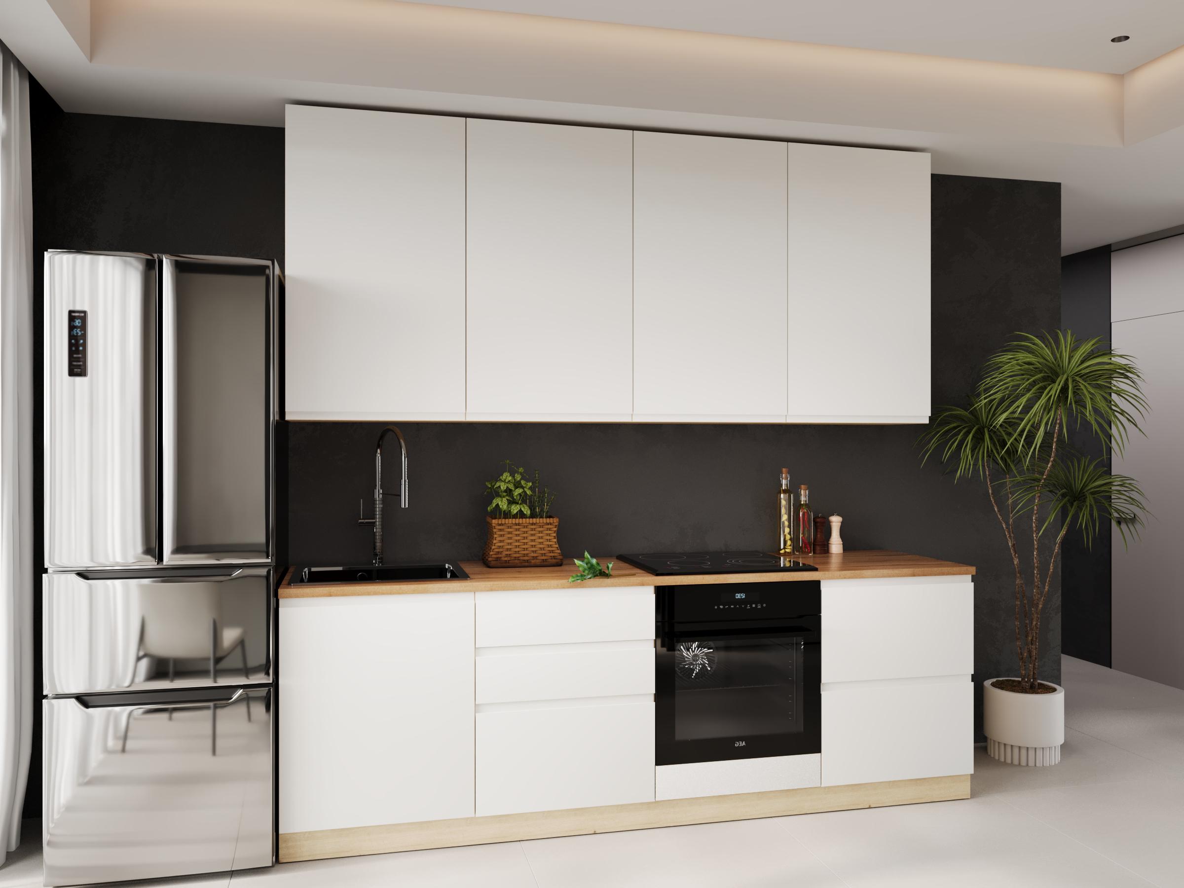 Кухня Win Мебель Гера со столешницей МДФ 2,4 м Дуб Артизан/Белый матовый RAL9003 (27731315)