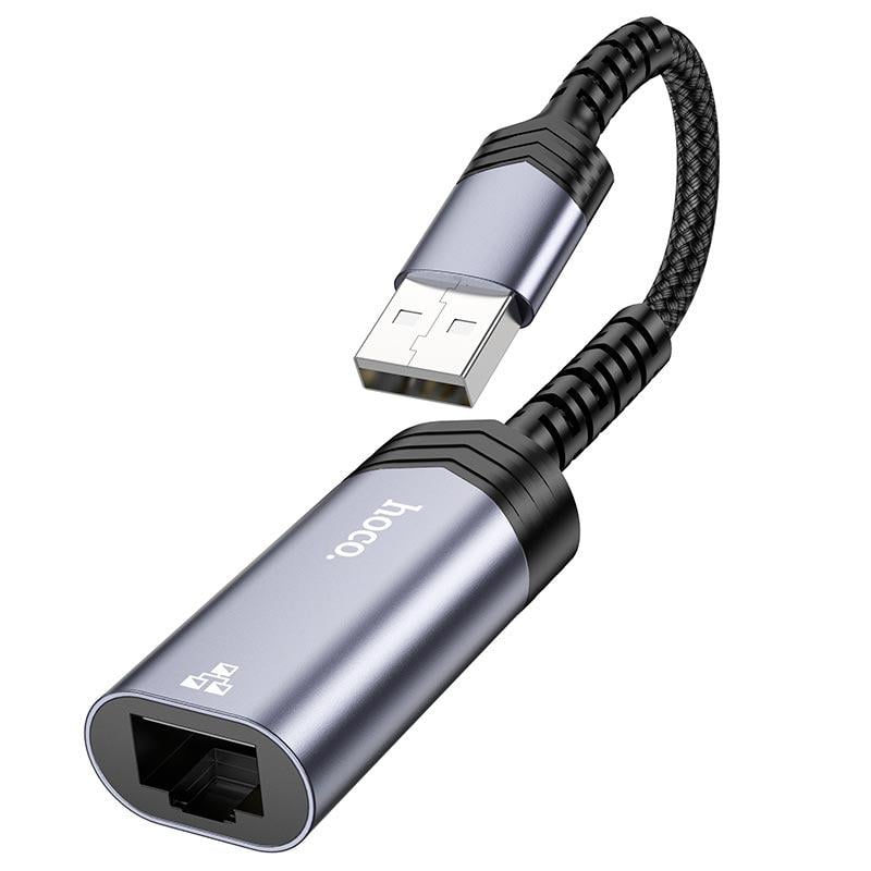 Перехідник HOCO USB ethernet adapter UA26 100Мбіт/с Сірий Перехідник HOCO USB ethernet adapter UA26 100Мбіт/с Сірий