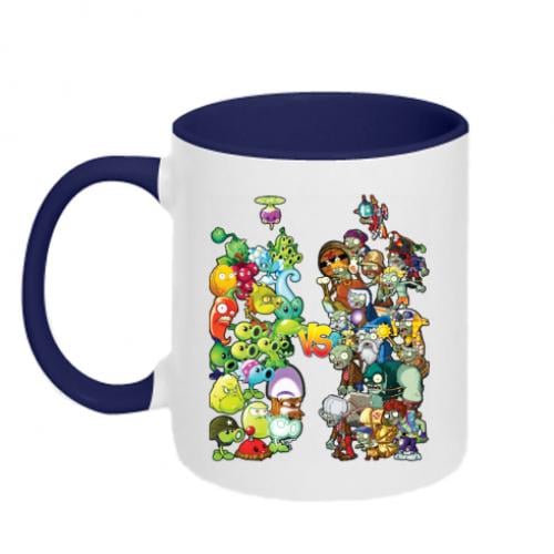 Кружка двухцветная Plants vs Zombies 320 мл Белый с синим (13075613-19-183615)