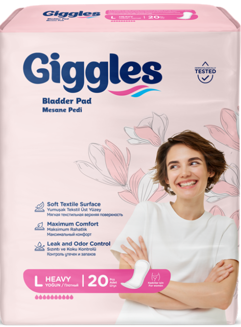 Прокладки урологические женские Giggles Bladder Pad L 20 шт. 10 капель - фото 1 Прокладки урологические женские Giggles Bladder Pad L 20 шт. 10 капель - фото 1