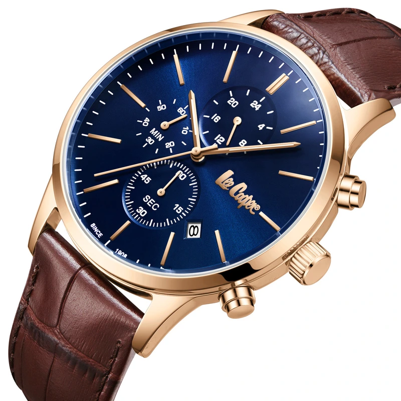 Годинник чоловічий водостійкий Lee Cooper Leather Gold (2733)