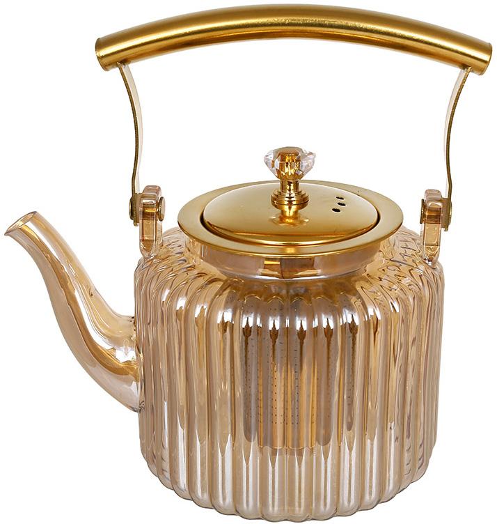 Чайник стеклянный заварочный Amber с металлическим фильтром 1000 мл (B494)