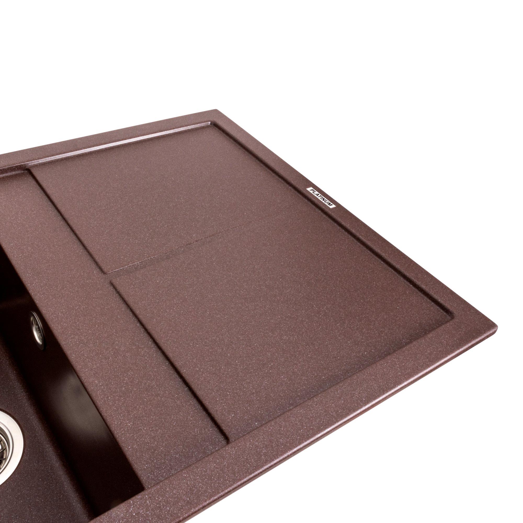 Мойка для кухни гранитная Platinum 7950 Selena матовая Мокко - фото 3 Мойка для кухни гранитная Platinum 7950 Selena матовая Мокко - фото 3