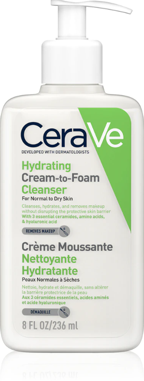Крем-пенка для умывания CeraVe Hydrating Cream-to-Foam Cleanser увлажняющая 236 мл