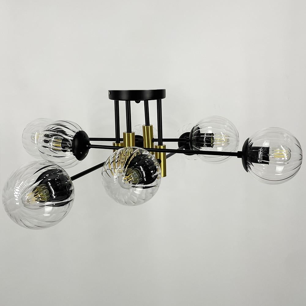 Люстра потолочная на 8 прозрачных плафонов с латунной фурнитурой Черный (51797/8 TBS+BK+CL) - фото 1