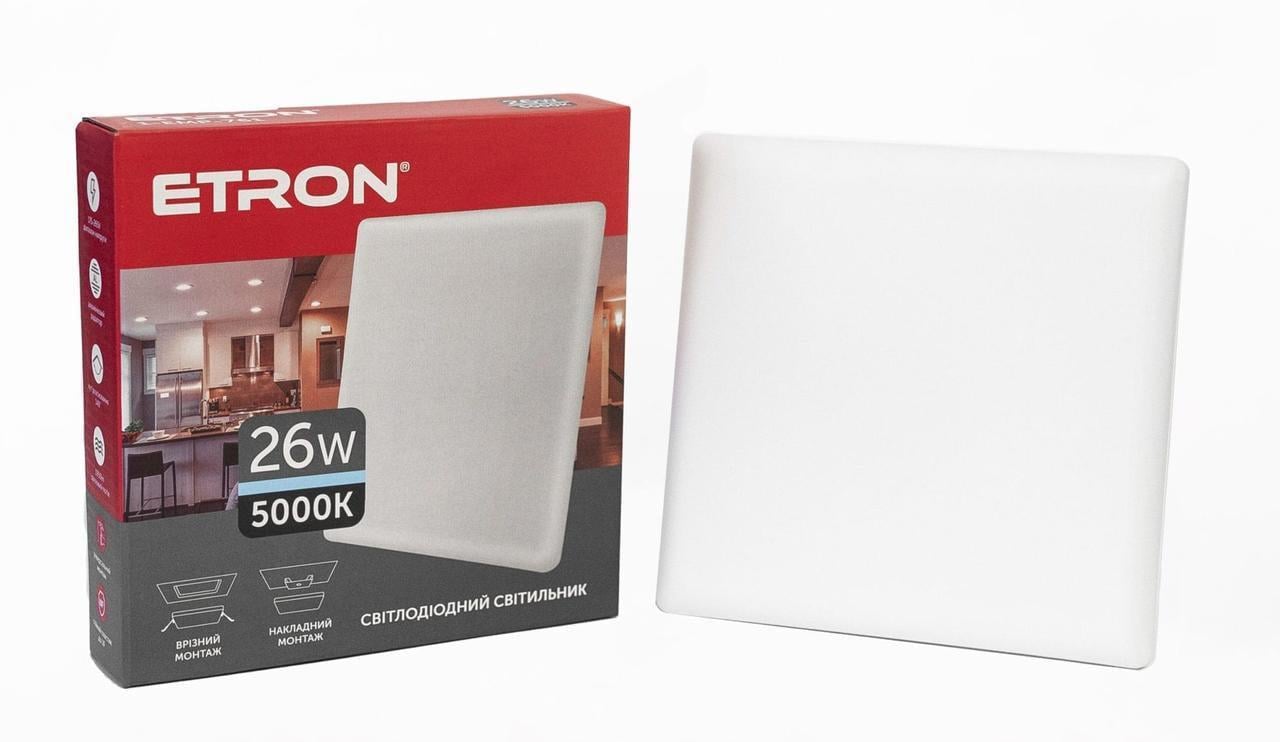 Светодиодный светильник ETRON Multipurpose 26W 5000К квадрат ІР20 1-EMP-761 (2221395550) Светодиодный светильник ETRON Multipurpose 26W 5000К квадрат ІР20 1-EMP-761 (2221395550)