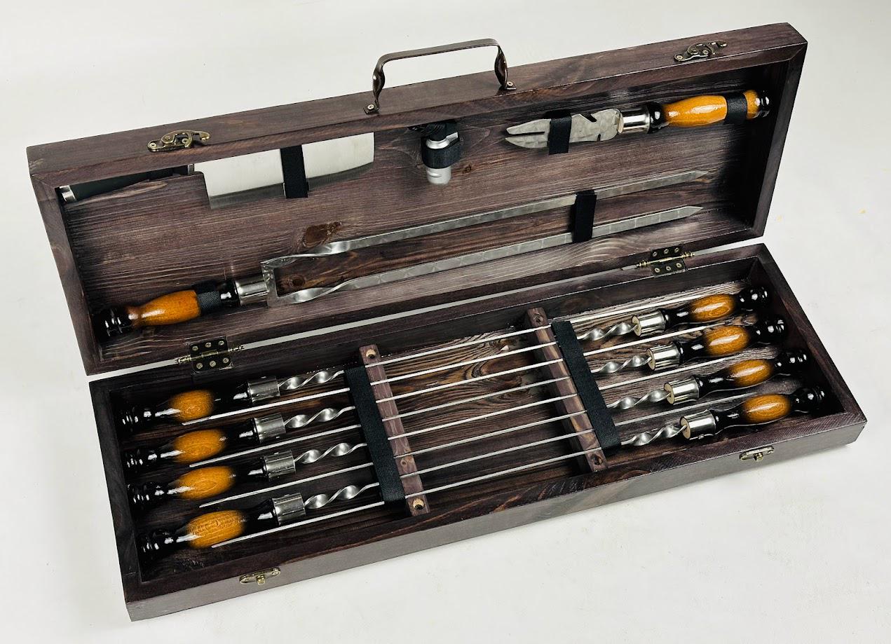 Набір шампурів та аксесуарів Оріон 12 предметів Коричневий (150-10-KS-7609)