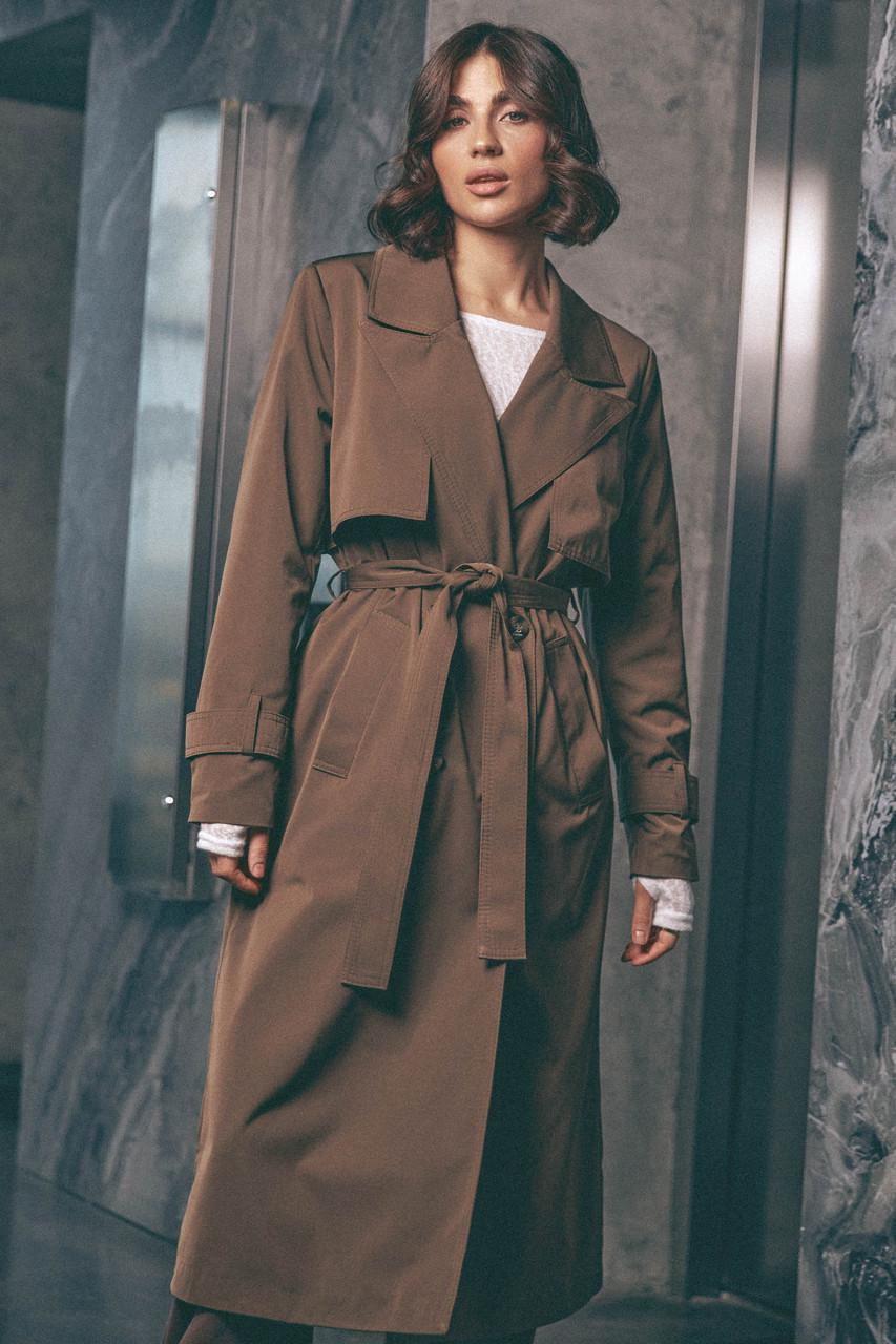 Тренч женский Seventeen L-XL Коричневый