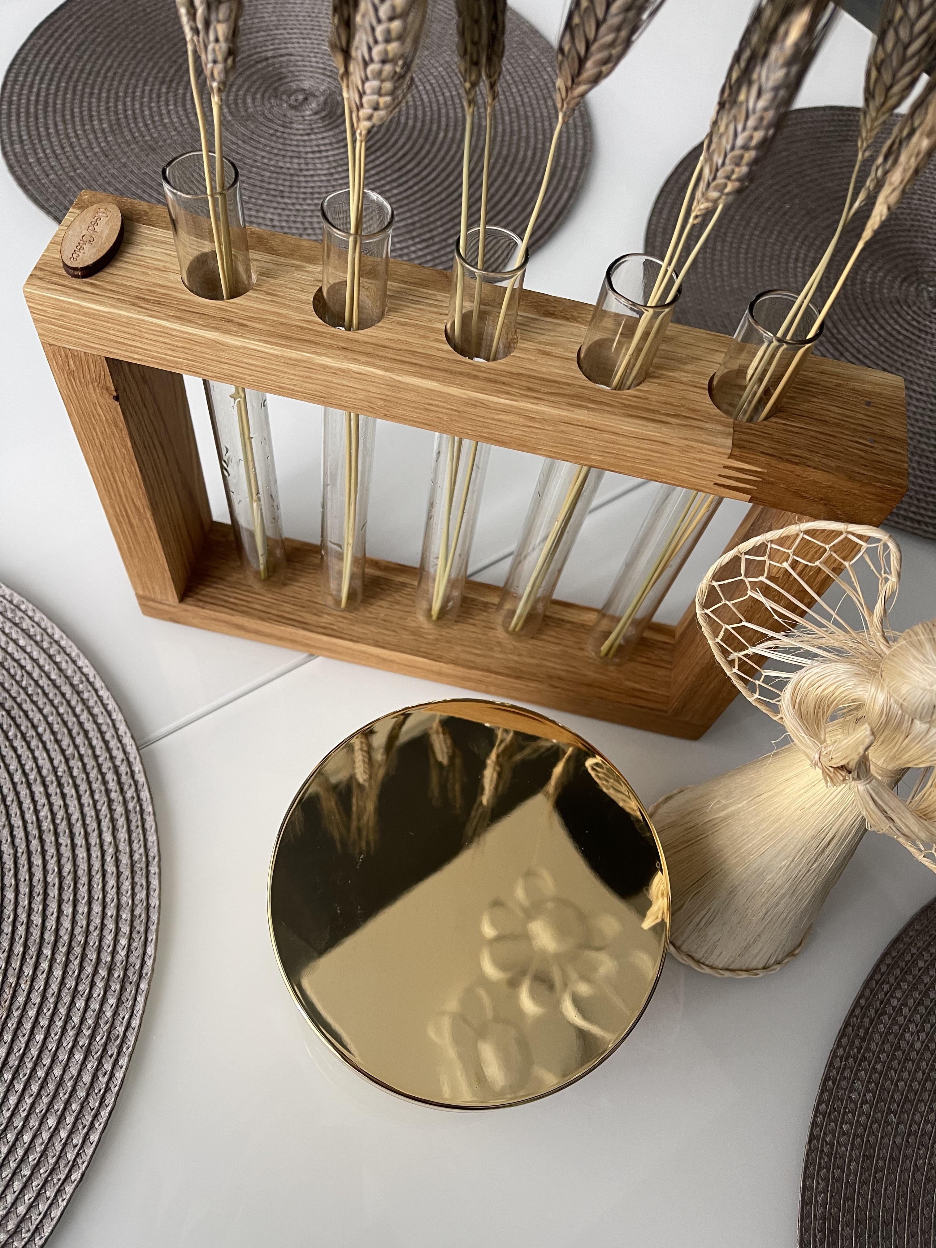 Ваза с колбами для цветов деревянная 26х19х5 см (237) - фото 2 Ваза с колбами для цветов деревянная 26х19х5 см (237) - фото 2