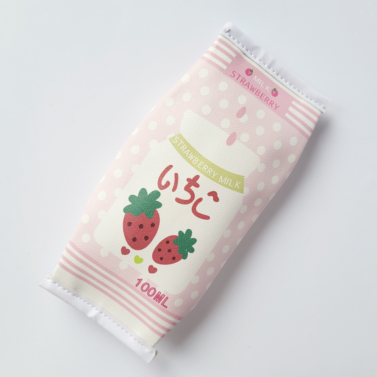 Пенал школьный Пакет с молоком клубничный Strawberry Milk из искусственной кожи Розовый (22)