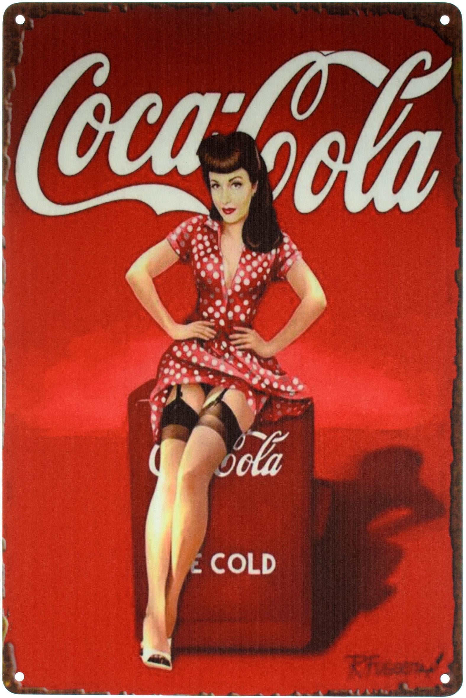 Табличка металлическая Кока-Кола/Coca-Cola Pin Up Red 20x30 см