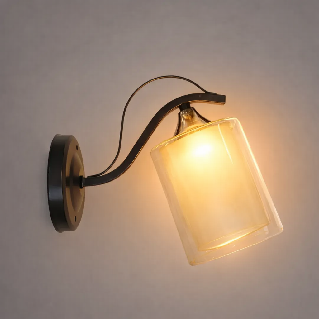 Бра Valeso с двойным плафоном из стекла под лампу Е27 Черный/Хром (Ю B-2433B/1 BK+CR)