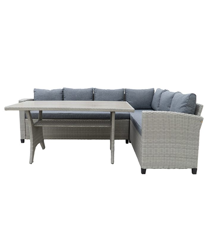 Комплект садовой мебели Стокгольм из технотанга угловой диван с подушками/стол Серый (G1099)