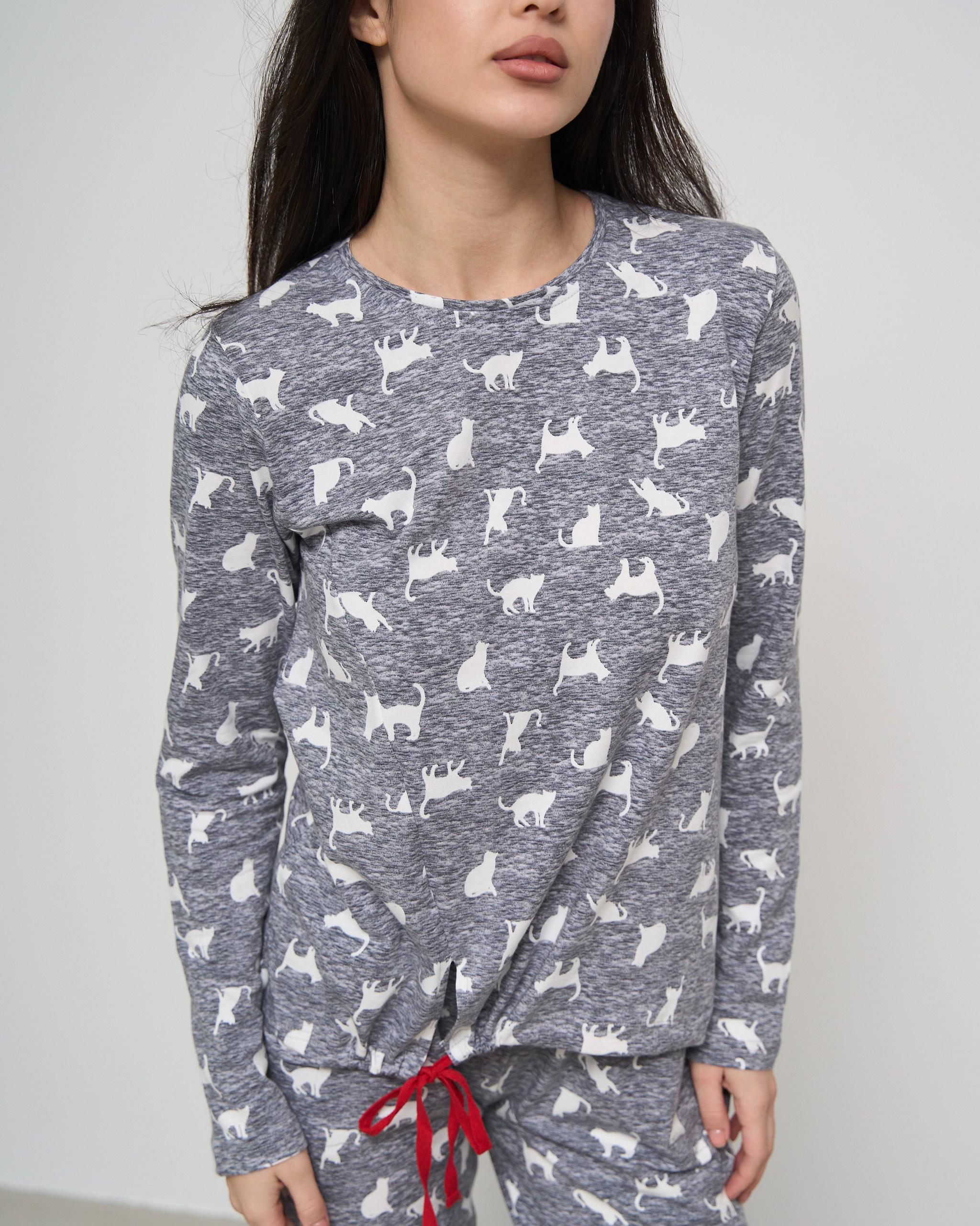 Пижама женская с брюками Котики S Светло-серый (96724) - фото 2 Пижама женская с брюками Котики S Светло-серый (96724) - фото 2