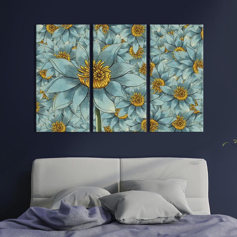 Картина на холсте триптих Весенние голубые нарциссы 156x100 см (780-31)