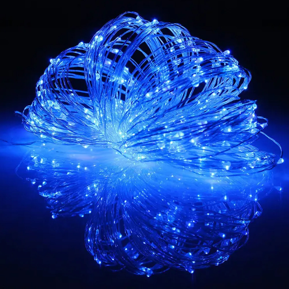 Гірлянда світлодіодна нитка Роса від USB 200 LED 8 режимів IP44 20 м Синій - фото 9 Гірлянда світлодіодна нитка Роса від USB 200 LED 8 режимів IP44 20 м Синій - фото 9