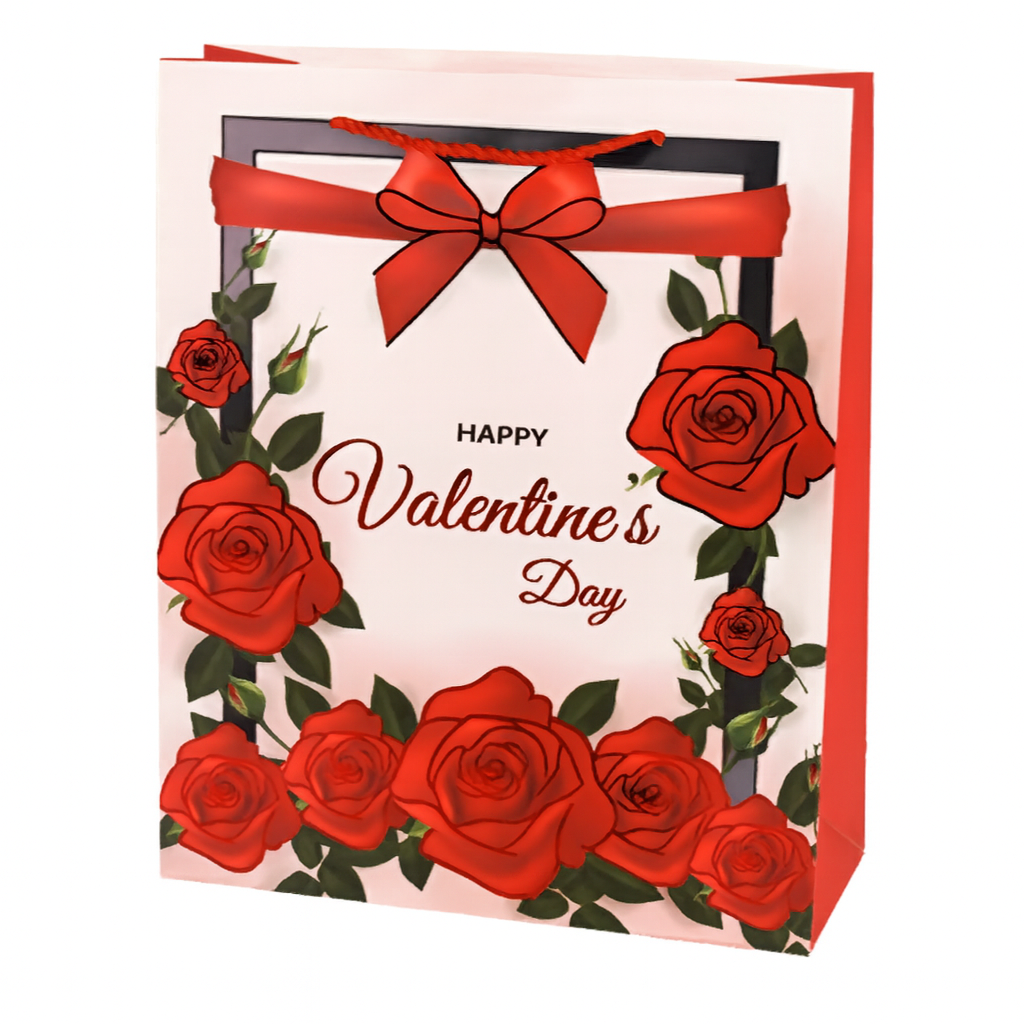 Подарочный пакет Valentine's Day R34572-M 26х32х10 см Белый с красным (33148601)