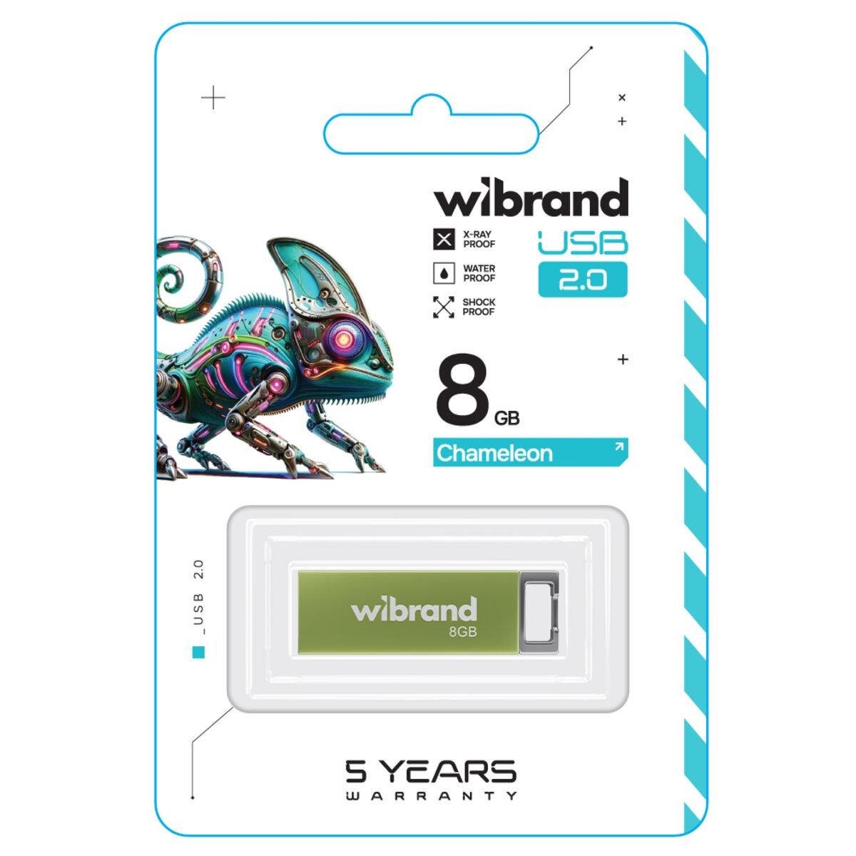 Флеш-память USB металлический моноблок Flash Wibrand WI2.0/CH8U6LG USB 2.0 chameleon 8 Gb Light Green (600990) - фото 2