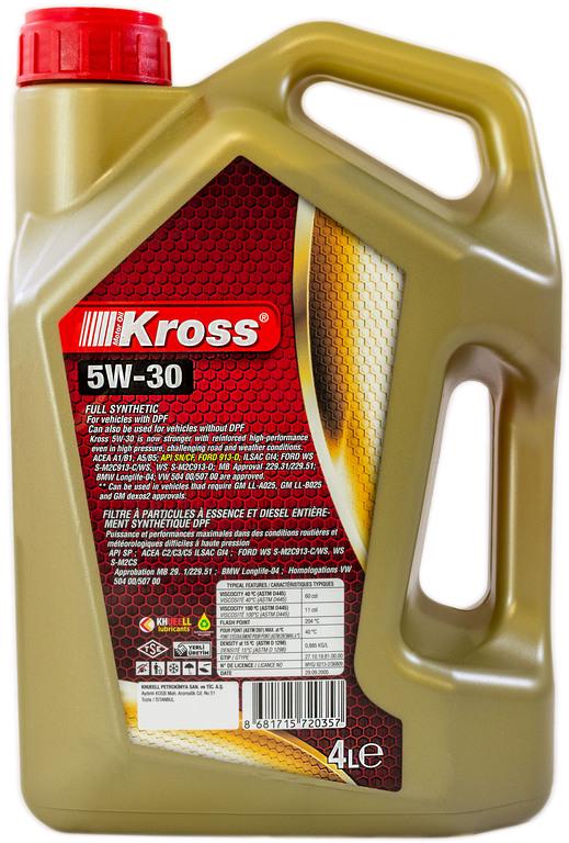 Мастило Kross Full Synthetic DPF/API SN-CF 5w30 4 л (000040225) - фото 2